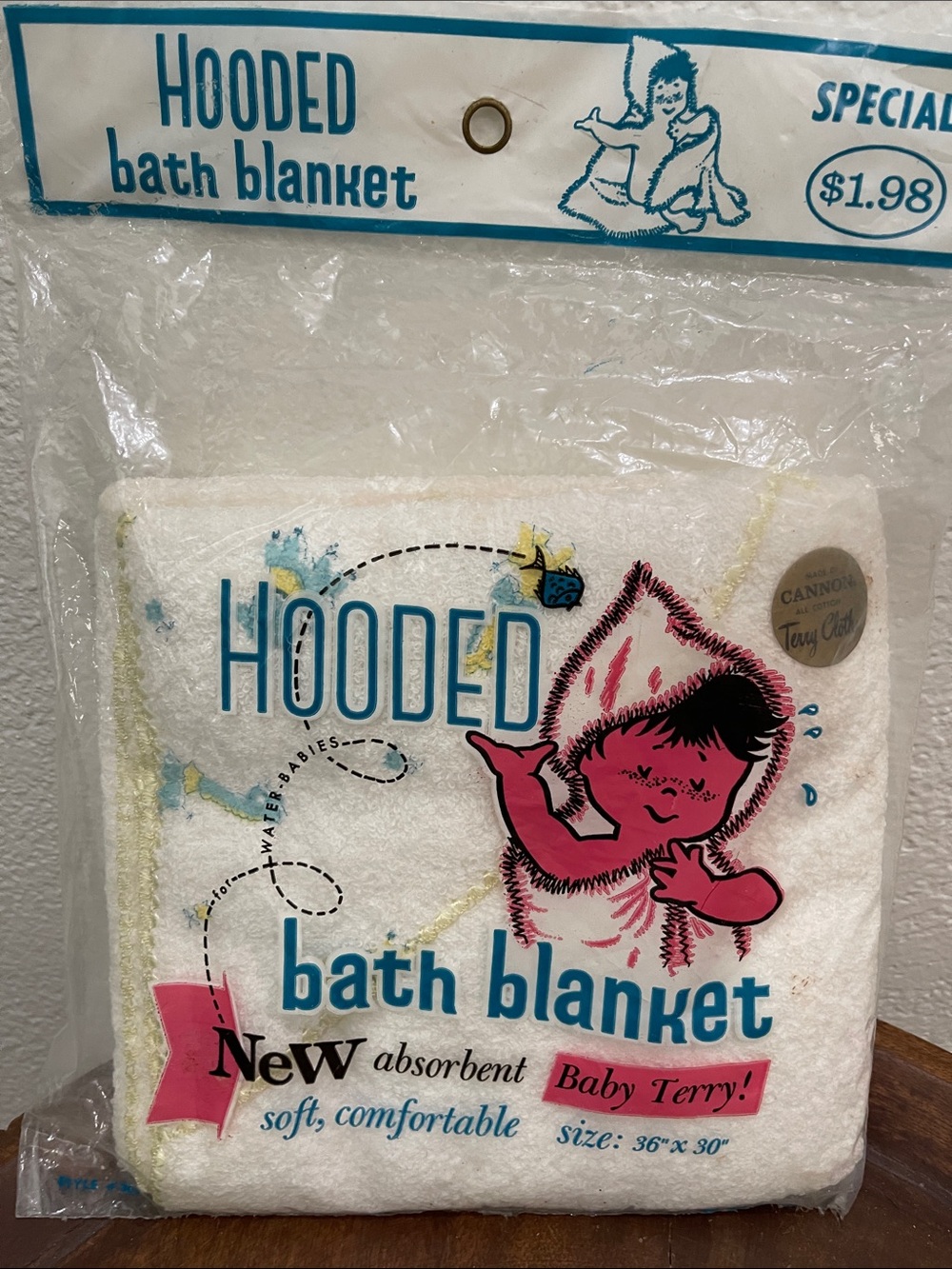 Vintage Hooded Baby Bath Blanket/Towel